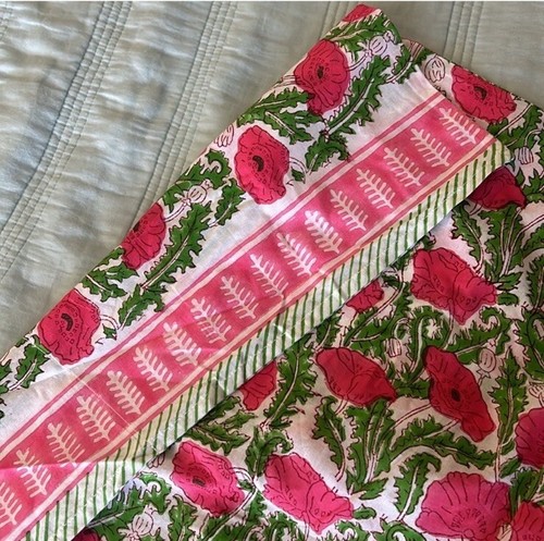 NWOT Floral hand Block Printed Long Kaftan Dress Pink White - photo 3