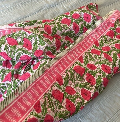 NWOT Floral hand Block Printed Long Kaftan Dress Pink White - photo 4