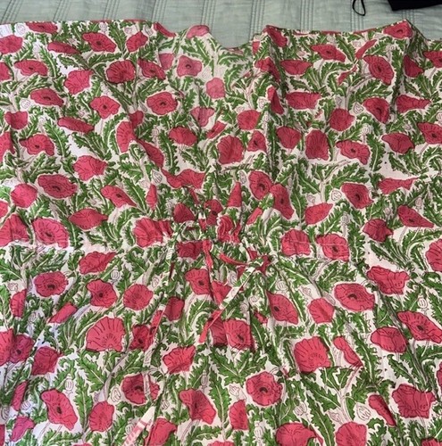 NWOT Floral hand Block Printed Long Kaftan Dress Pink White - photo 5