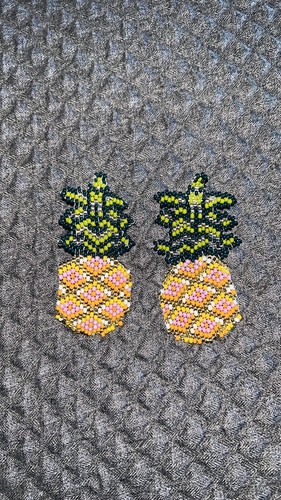 NEW Handmade folk boho statement pineapple Beaded Colombian earr