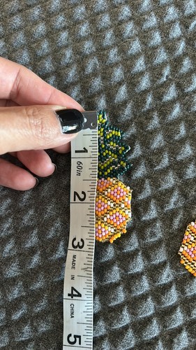 NEW Handmade folk boho statement pineapple Beaded Colombian earr - photo 5