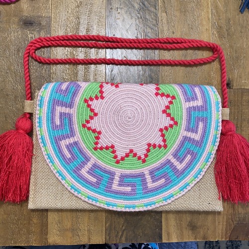 Authentic Wayuu Crossbody Clutch with Colorful Design