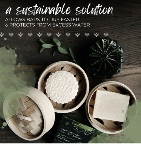 2 Pc Set VIORI Bamboo Bar Holders Shampoo & Soap