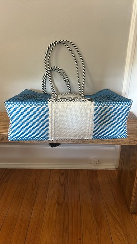 Blue White Black Mexican Recycled Plastic Tote Bag - photo 4
