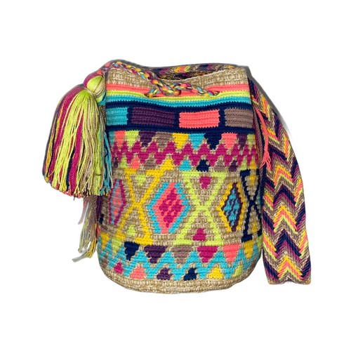 Authentic Wayuu Mochila Colombian Crossbody Bag - Medium