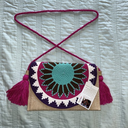 Authentic Wayuu clutch with knitted flat cover colorful - photo 2
