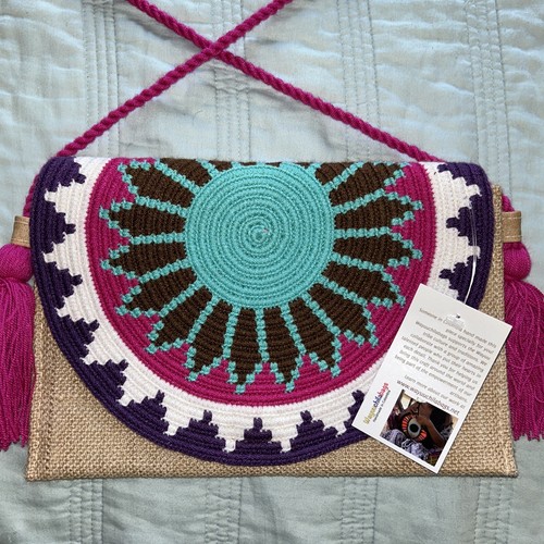 Authentic Wayuu clutch with knitted flat cover colorful - photo 3