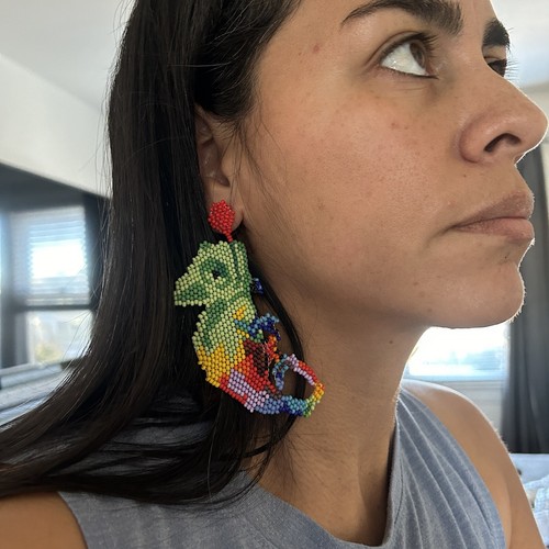 NEW Native American Handmade folk boho statement chameleon earri