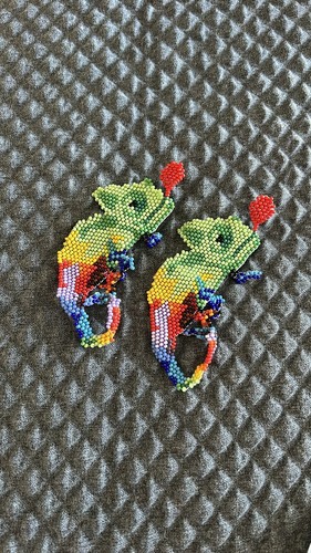 NEW Native American Handmade folk boho statement chameleon earri - photo 3
