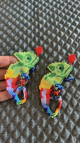 NEW Native American Handmade folk boho statement chameleon earri - photo 4