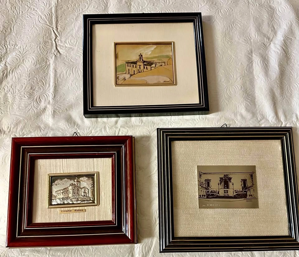 3 Framed Italian Gold & Silver Metal Artworks
