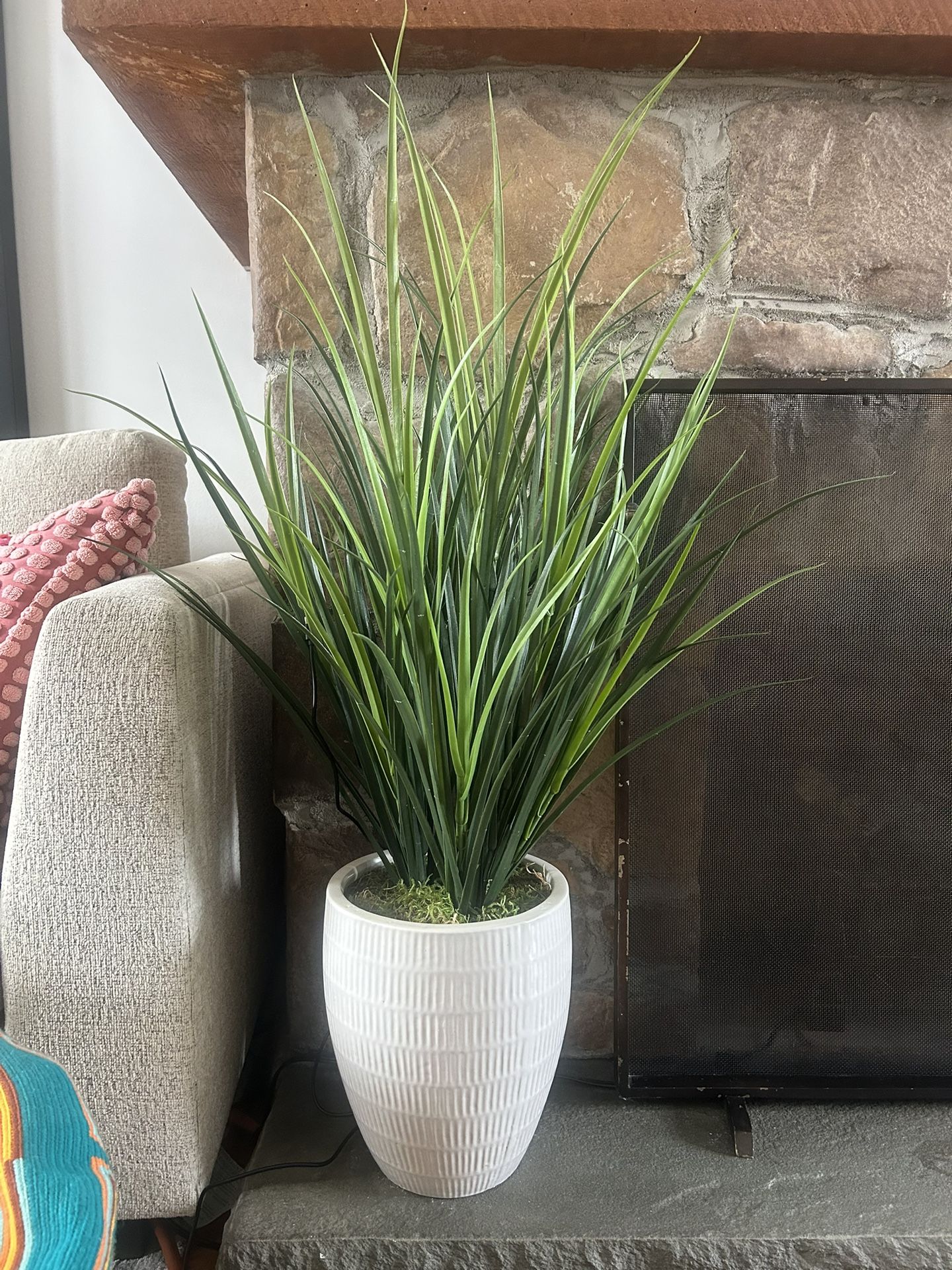 3.5 ft Silkcraft Grass White Potted Plant - Indoor Artificial - photo 2