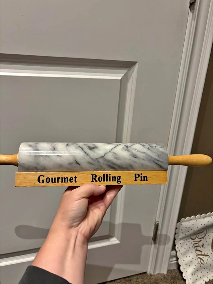 Gourmet Marble Rolling Pin with Wooden Stand