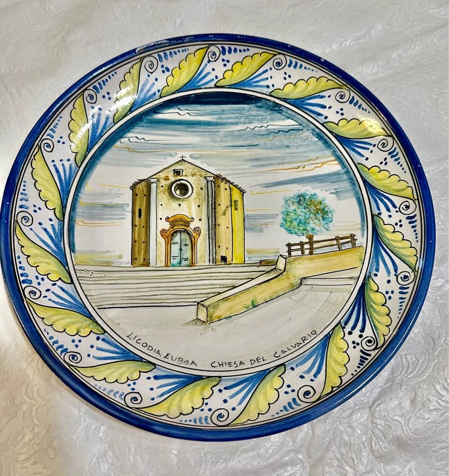 Hand-Painted Italian Decorative Ceramic Plate (1989)