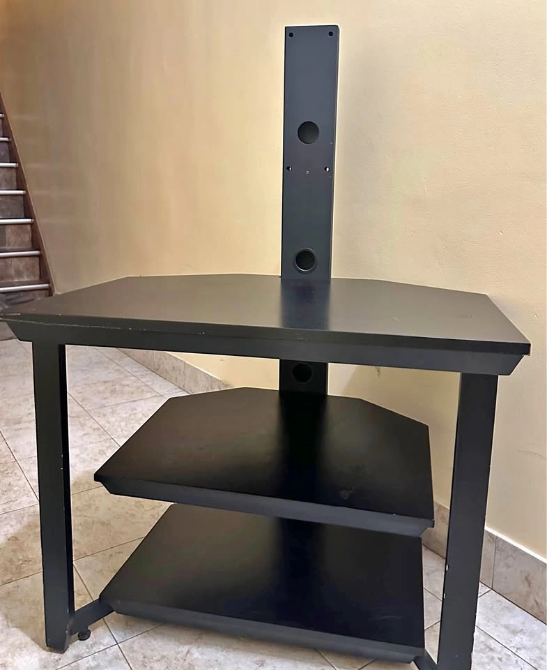 Black TV Stand with 3 Shelves & Cable Management