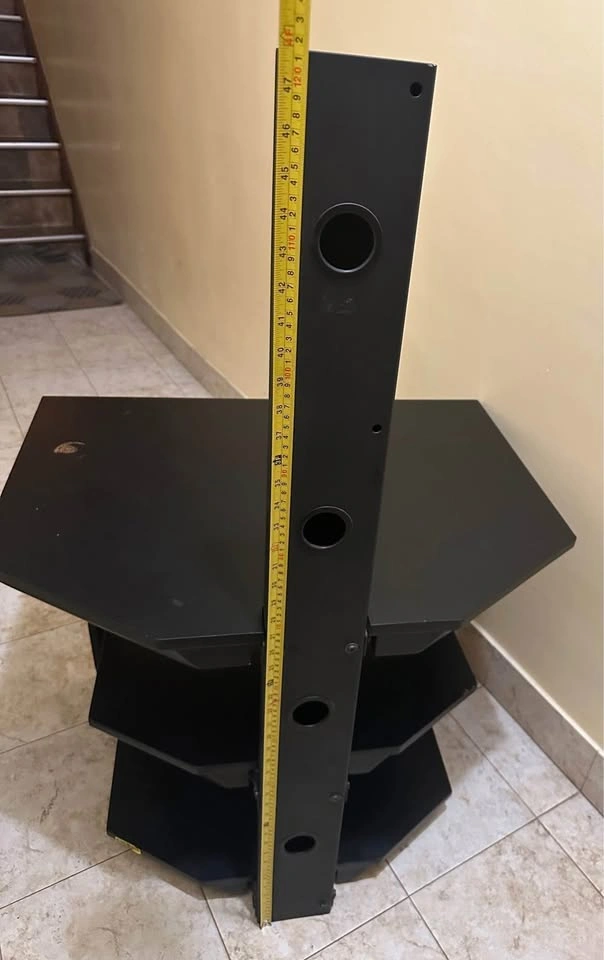Black TV Stand with 3 Shelves & Cable Management - photo 2