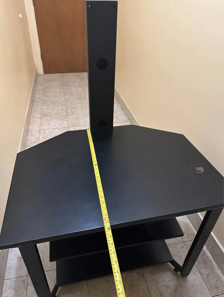 Black TV Stand with 3 Shelves & Cable Management - photo 4