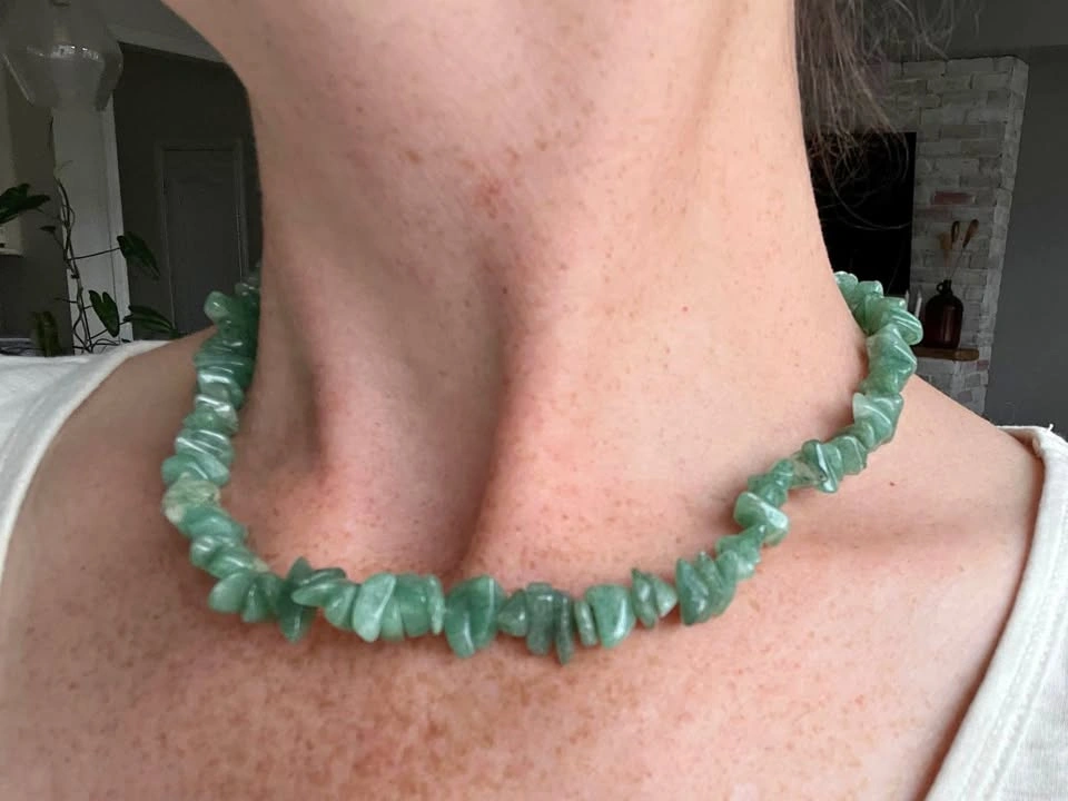 Real 17” green jade necklace