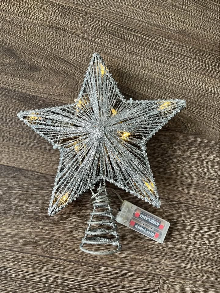 Silver star Christmas tree topper with lights - photo 2