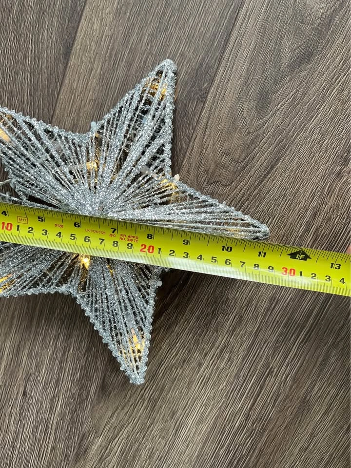 Silver star Christmas tree topper with lights - photo 3