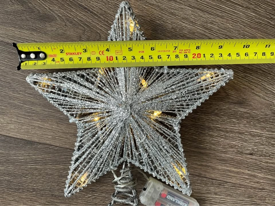 Silver star Christmas tree topper with lights - photo 4