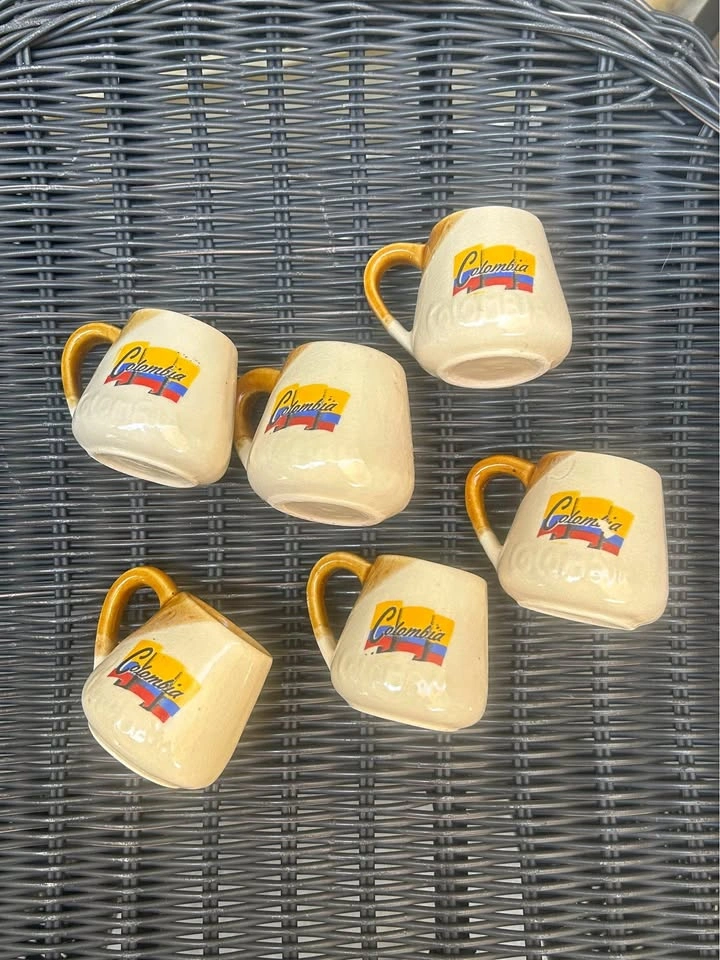 Colombia 6 pc Espresso Tiny Cup Set with Colombian Flag
