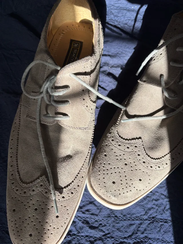 Stacy Adams Grey Suede Wingtip Brogue Men’s Shoes ✨ thumbnail