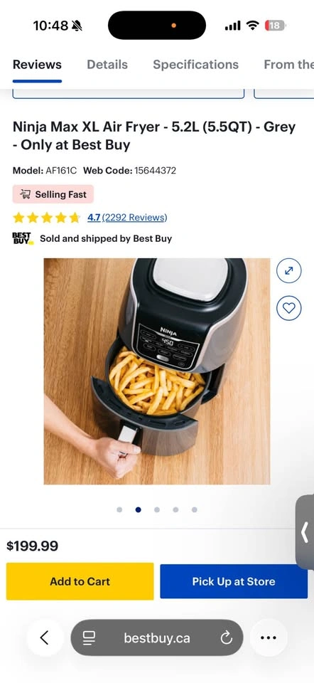 Ninja Max XL Air Fryer - 5.2L (5.5QT) - Grey - photo 2