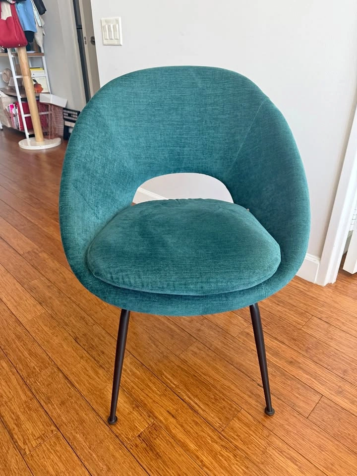 Set of 2 West Elm Teal Upholstered Chairs
