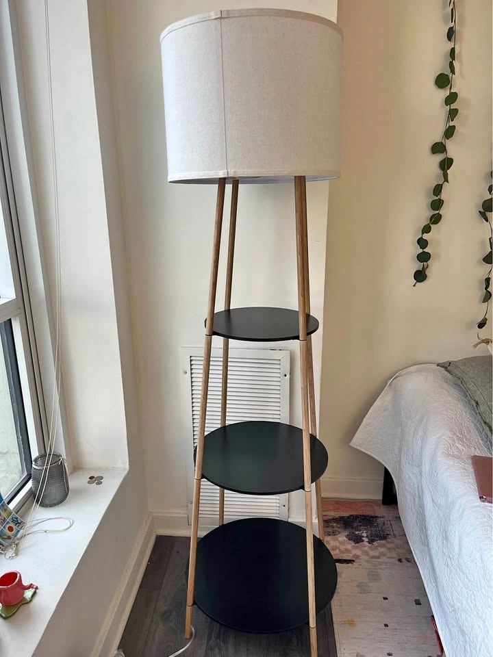 Threshold shelf floor lamp