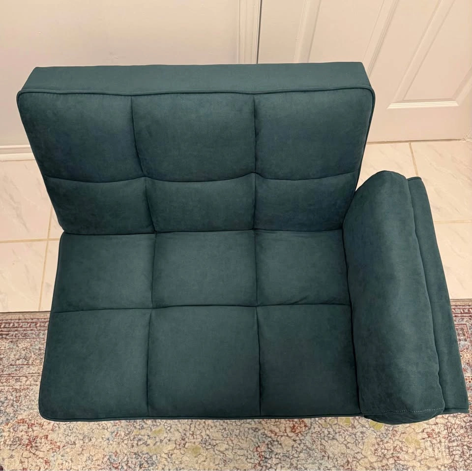 Convertible Tufted Accent Chair Lounger 2-in-1 – Teal - photo 2