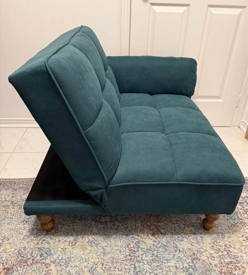 Convertible Tufted Accent Chair Lounger 2-in-1 – Teal - photo 4