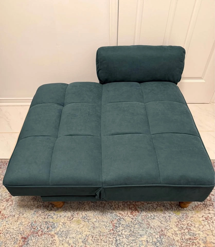 Convertible Tufted Accent Chair Lounger 2-in-1 – Teal - photo 5