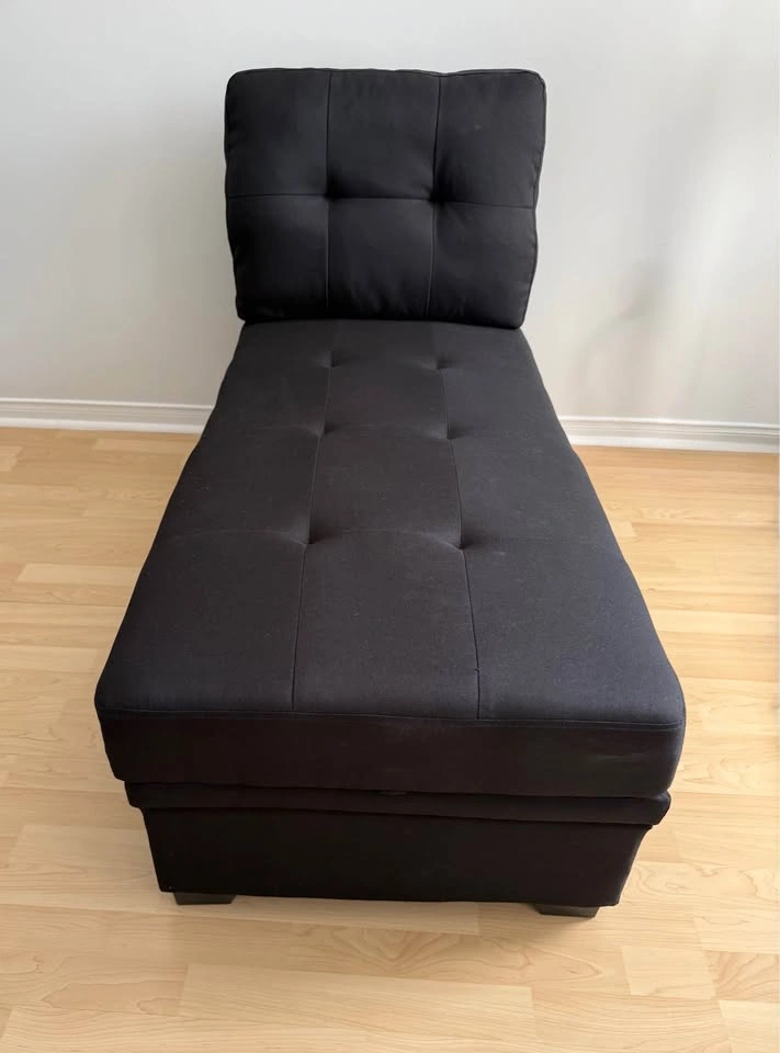 NEW Storage Chaise Lounge – Black | Reclining + Hidden Storage