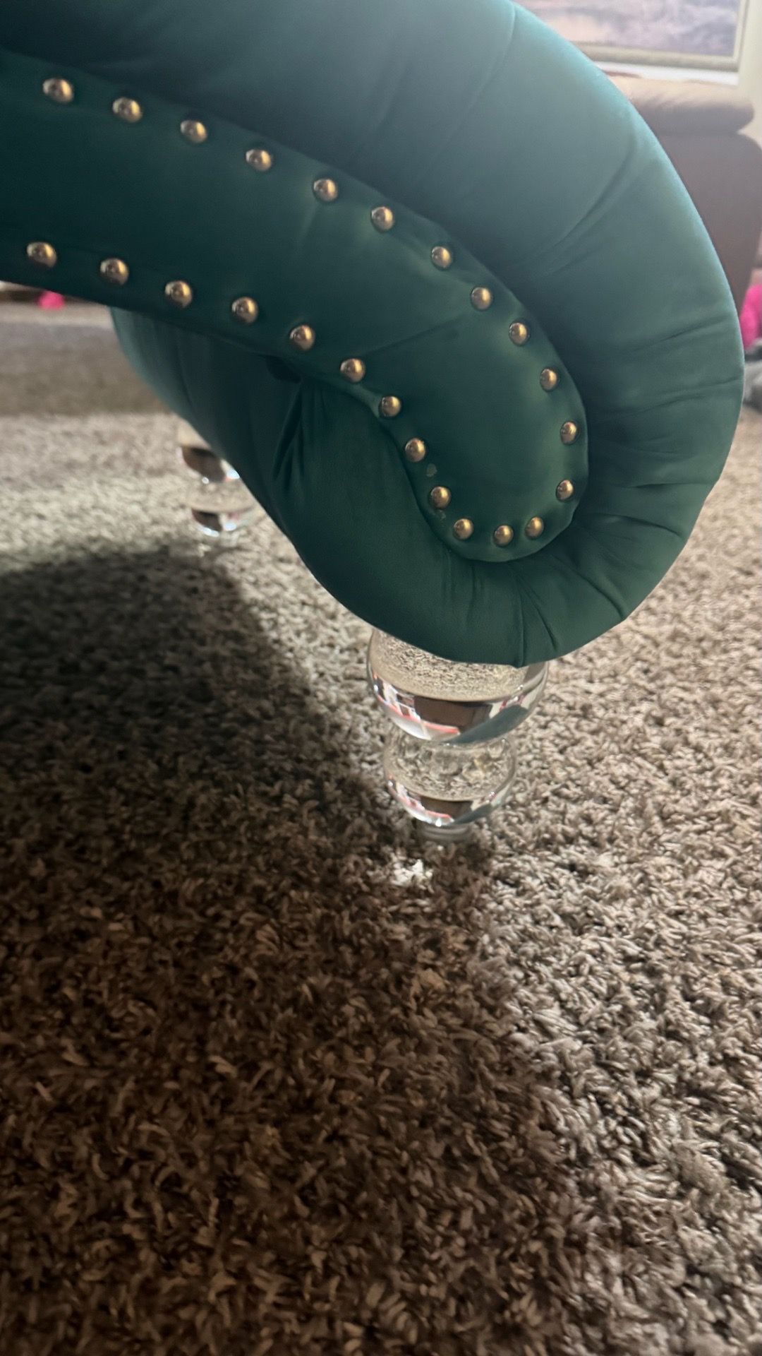 Teal Tufted Velvet Chaise Lounge Chair - photo 2
