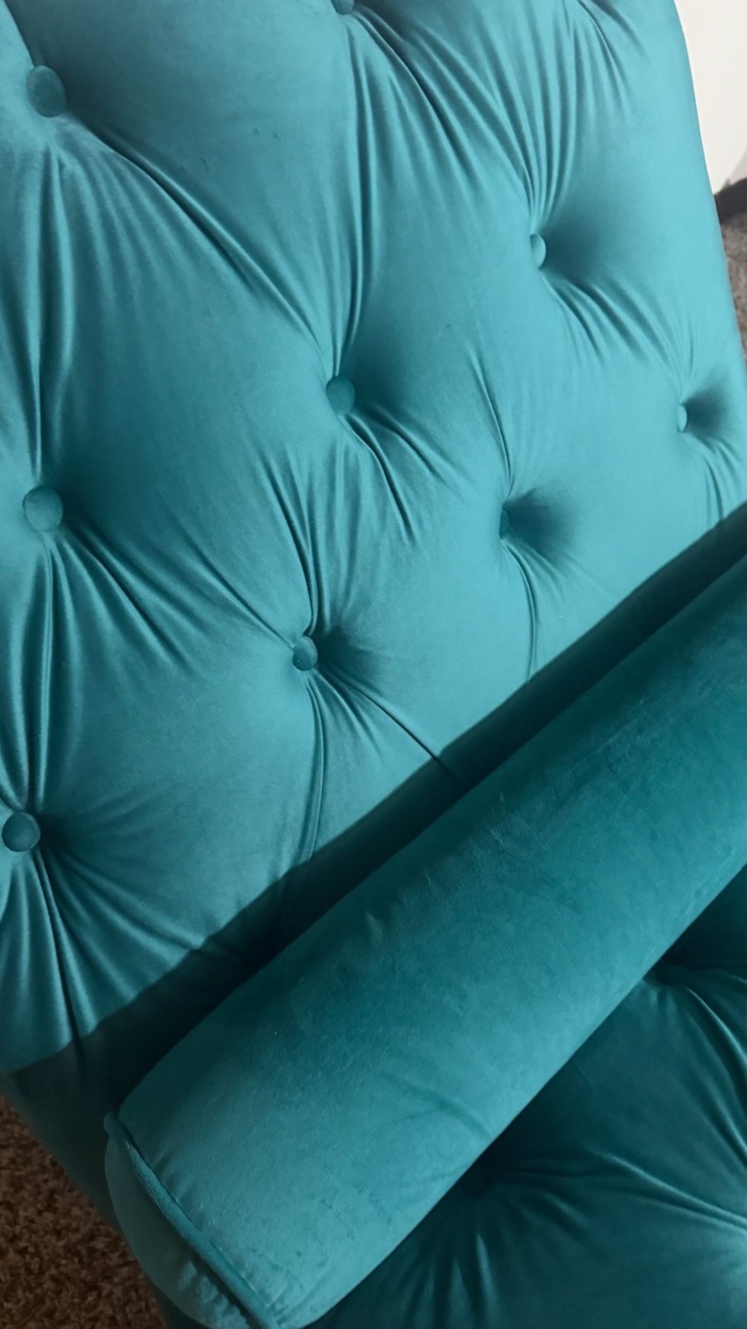 Teal Tufted Velvet Chaise Lounge Chair - photo 3