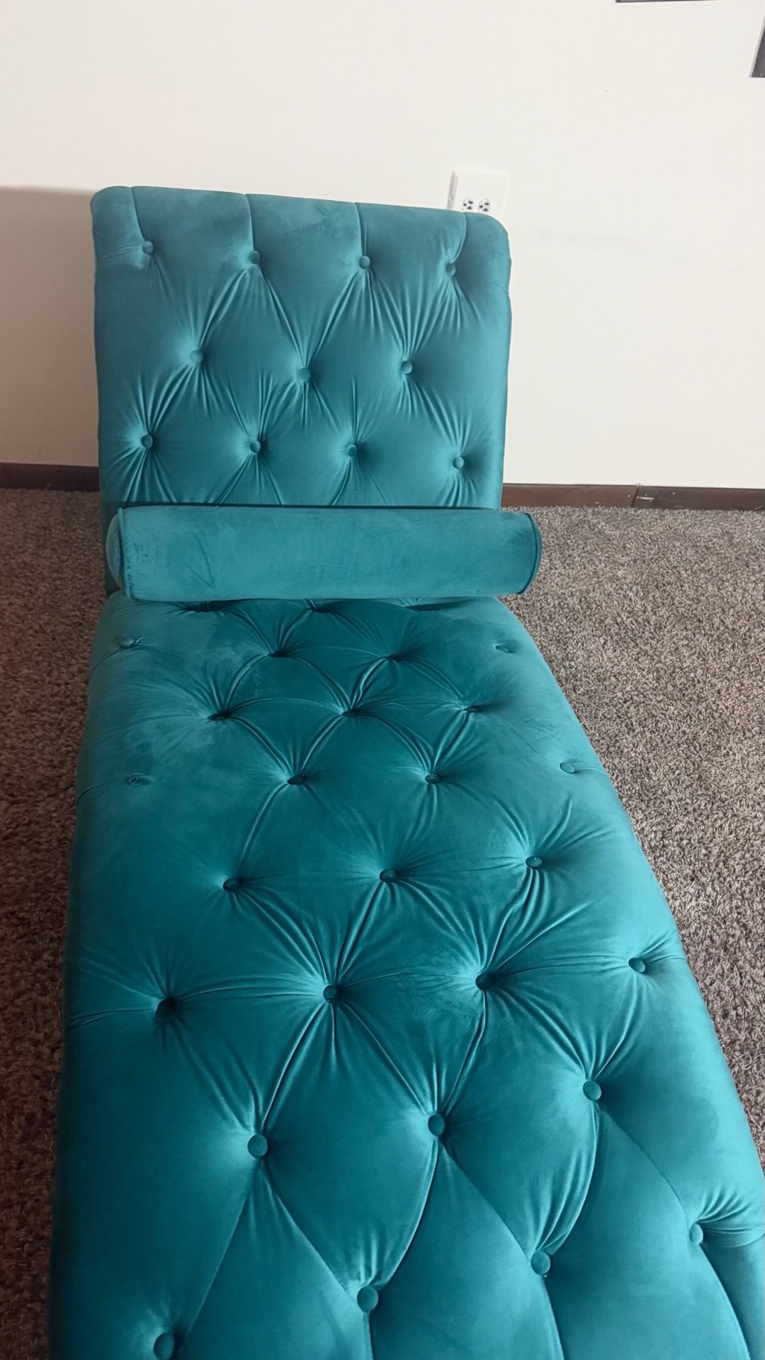 Teal Tufted Velvet Chaise Lounge Chair - photo 4