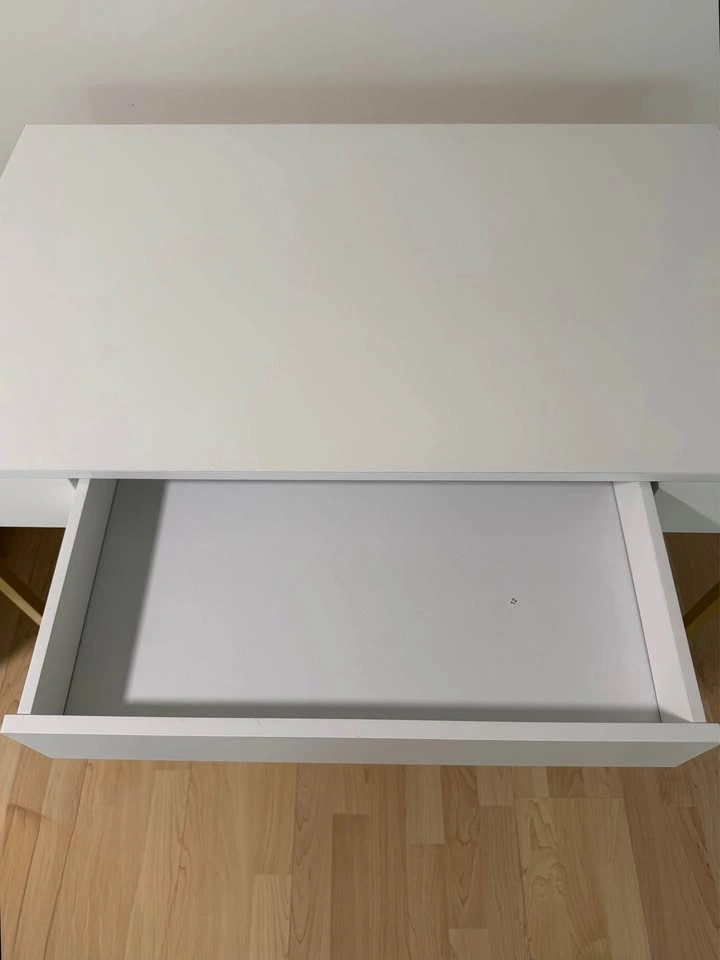 Modern White Desk with Drawer – Gold Metal Frame - photo 4