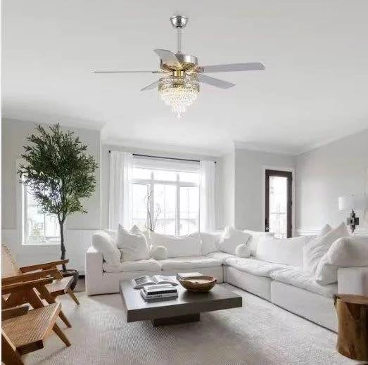 52 in. Crystal Chandelier Ceiling Fan with Lights - photo 2