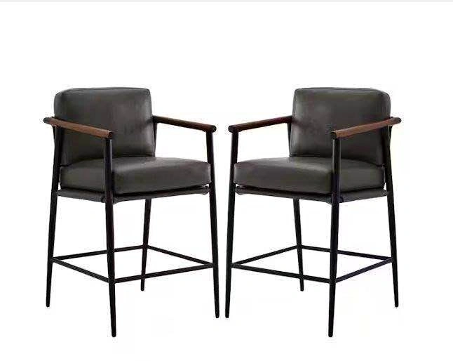 Upholstered Counter Height Bar Stool with Metal Frame