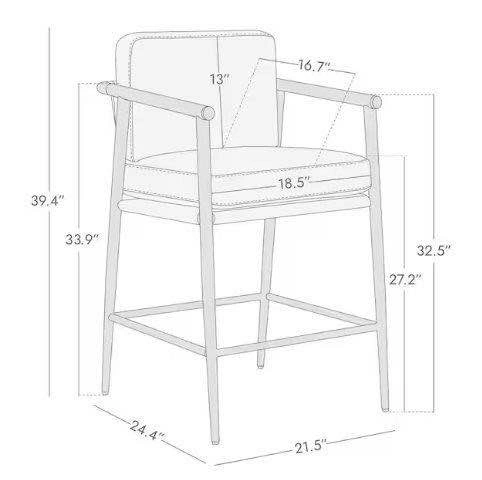 Upholstered Counter Height Bar Stool with Metal Frame - photo 2