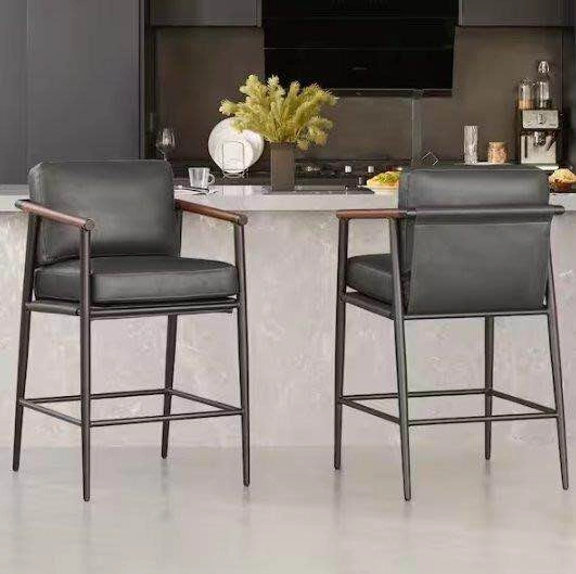 Upholstered Counter Height Bar Stool with Metal Frame - photo 3