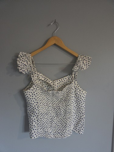 H&M blue and white polka dot camisole with ruffle straps - photo 2