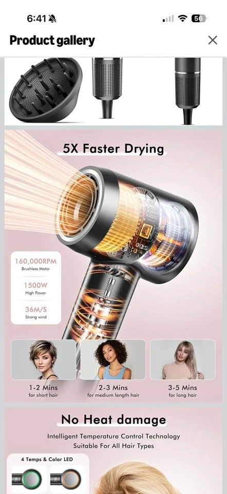 Professional High Speed Ionic Hair Dryer (160,000 RPM)