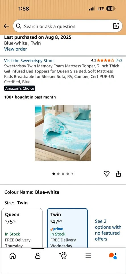 Twin Memory Foam Mattress Topper