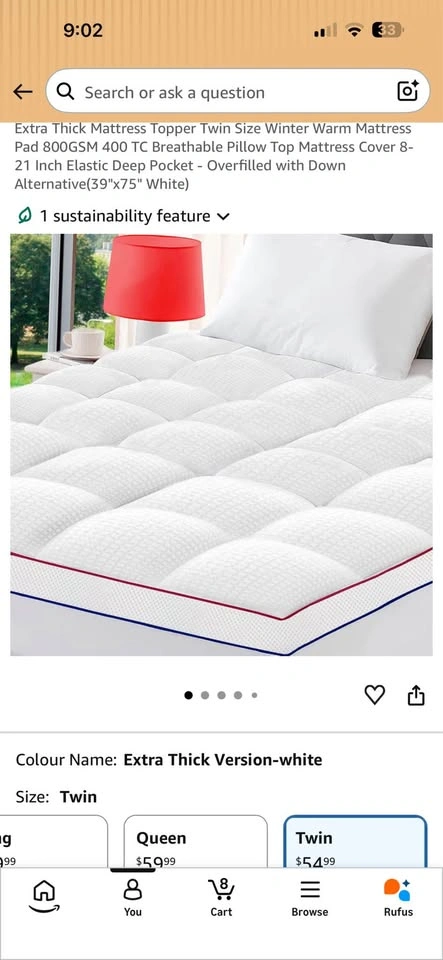 Twin Memory Foam Mattress Topper - photo 4