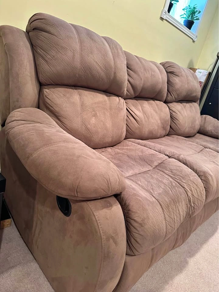 Brown Microfiber Reclining Sofa