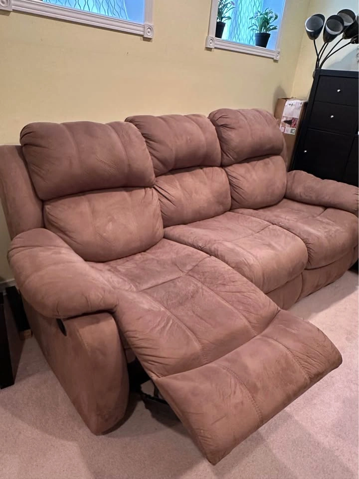 Brown Microfiber Reclining Sofa - photo 2