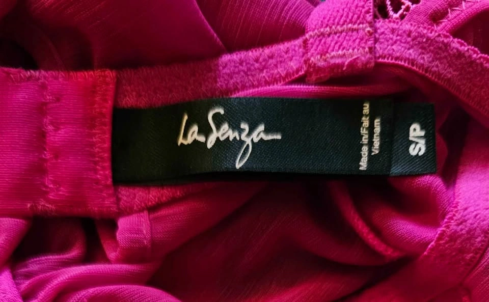 La Senza Hot Pink & Black Ruched Chemise with Garters - Size S - photo 3