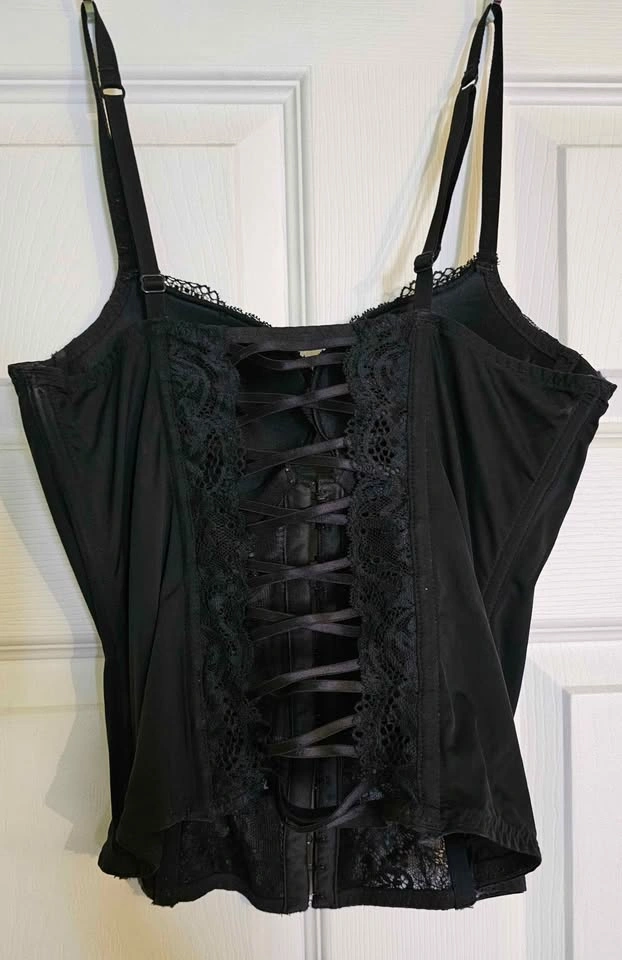 La Senza Black Lace-Up Back Corset Bustier - Size S - photo 2